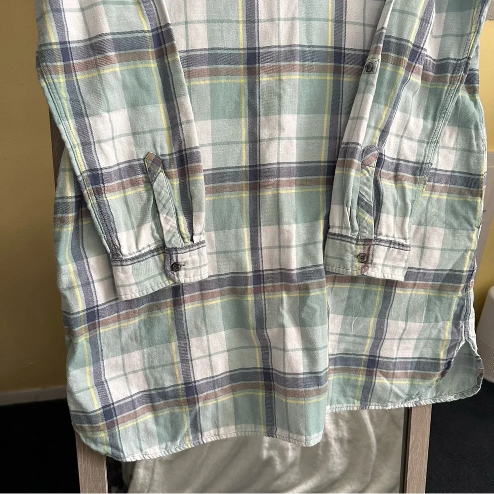 Pendleton Popover Shirt Dress Womens Light Blue Plaid Cotton 3/4 Sleeves L Tunic - Picture 4 of 11